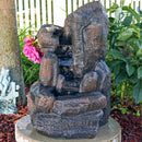 Sunnydaze Rock Falls Solar Outdoor Water Fountain with Battery Backup