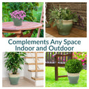 Sunnydaze Round Glazed Ceramic Planter with Drainage