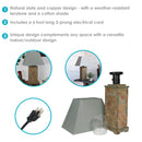 Sunnydaze 24" Outdoor Table Lamp - Gray Cotton Lampshade - Natural Slate