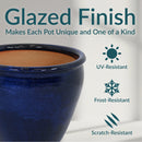 Sunnydaze Round Glazed Ceramic Planter with Drainage