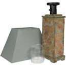 Sunnydaze 24" Outdoor Table Lamp - Gray Cotton Lampshade - Natural Slate