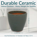 Sunnydaze Glazed Ceramic Planter with Drainage Holes - Set of 2