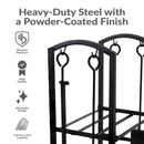 Sunnydaze 5-Piece Fireplace Log Holder with Poker, Shovel, and Brush