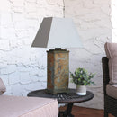 Sunnydaze 24" Outdoor Table Lamp - Gray Cotton Lampshade - Natural Slate