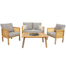 Sunnydaze 4-Piece Wood Patio Conversation Set – Wood Lounge Furniture