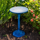 Sunnydaze Art Deco Sunburst Metal Bird Bath - Blue Patina - 14"