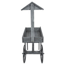 Sunnydaze Rustic, Vintage Flower Cart Display Stand with Wheels - Gray
