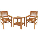 Sunnydaze Meranti Wood 3-Piece Outdoor Patio Conversation Set - Teak Oil Finish