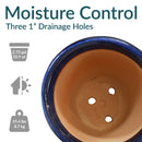 Sunnydaze Round Glazed Ceramic Planter with Drainage