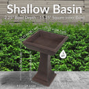 Sunnydaze Simply Square Modern Reinforced Concrete Bird Bath - 23"