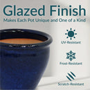 Sunnydaze Glazed Ceramic Planter with Drainage Holes - Set of 2