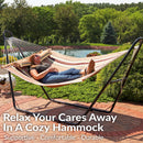 Sunnydaze 2-Person Quilted Fabric Double Hammock with Pillow