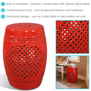 Sunnydaze Marrakesh Lattice Ceramic Garden Stool Side Table - 17.75"
