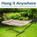 Sunnydaze Quilted Hammock with Curved Bamboo Spreader Bar and Pillow