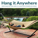 Sunnydaze Large 2-Person Polyester Rope Hammock with Spreader Bars