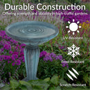 Sunnydaze Grecian Garden Reinforced Concrete Bird Bath - 20.25" H