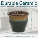 Sunnydaze Round Glazed Ceramic Planter with Drainage
