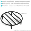 Sunnydaze Round Fire Pit Grate - Elevated Steel Wood Grate