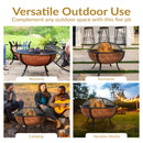 Sunnydaze Copper Raised Outdoor Fire Pit Bowl with Spark Screen - 32"