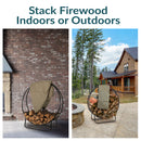 Sunnydaze Firewood Log Hoop Rack with Cover