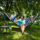 Sunnydaze Quilted Hammock with Curved Bamboo Spreader Bar and Pillow