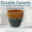Sunnydaze Glazed Ceramic Planter with Drainage Holes - Set of 2