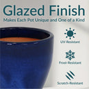 Sunnydaze Glazed Ceramic Planter with Drainage Holes - Set of 2
