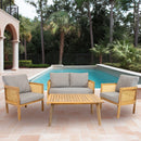 Sunnydaze 4-Piece Wood Patio Conversation Set – Wood Lounge Furniture