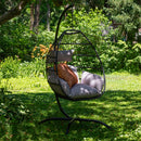 Delaney Outdoor Hanging Egg Chair with Stand and Seat Cushions