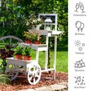 Sunnydaze 3-Tiered Flower Cart Display Stand with Wheels - White