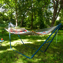Sunnydaze Quilted Hammock with Curved Bamboo Spreader Bar and Pillow