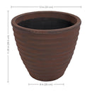 Sunnydaze Polyresin Ribbed Outdoor Plant Pot - Rust