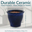 Sunnydaze Glazed Ceramic Planter with Drainage Holes - Set of 2