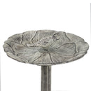 Sunnydaze Bird and Blossom Metal Bird Bath - Antique Gray - 13"
