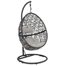 Sunnydaze Caroline Hanging Egg Chair with Steel Stand Set, Resin Wicker, Modern Design, Outdoor Use, Includes Cushion