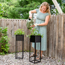 Sunnydaze Modern Simplicity Metal Planter Boxes with Legs - Set of 2