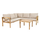 Sunnydaze 4-Piece Wood Patio Furniture Set – L-Shaped Outdoor Sofa Set