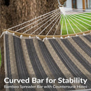 Sunnydaze Quilted Hammock with Curved Bamboo Spreader Bar and Pillow