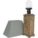 Sunnydaze 24" Outdoor Table Lamp - Gray Cotton Lampshade - Natural Slate