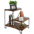 Sunnydaze Side Table with Faux Woodgrain Shelves - 21” H