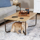 Sunnydaze Industrial Coffee Table with Cross Legs - Brown