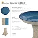 Sunnydaze Nantes Outdoor Ceramic Bird Bath - 16" H