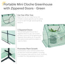 Sunnydaze Portable Mini Cloche Greenhouse with Zipper Doors - Green