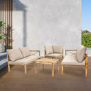 Sunnydaze 4-Piece Wood Patio Furniture Set – L-Shaped Outdoor Sofa Set