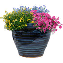 Sunnydaze Round Glazed Ceramic Planter with Drainage