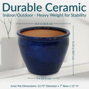 Sunnydaze Round Glazed Ceramic Planter with Drainage
