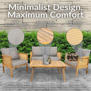 Sunnydaze 4-Piece Wood Patio Conversation Set – Wood Lounge Furniture