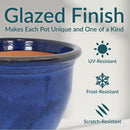 Sunnydaze Round Glazed Ceramic Planter with Drainage