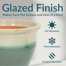 Sunnydaze Round Glazed Ceramic Planter with Drainage
