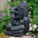 Sunnydaze Rock Falls Solar Outdoor Water Fountain with Battery Backup